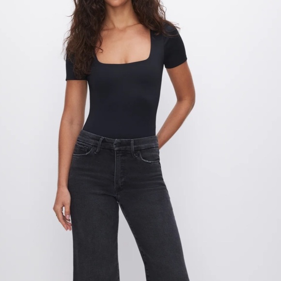 Good American Tops - Good American scuba square neck bodysuit